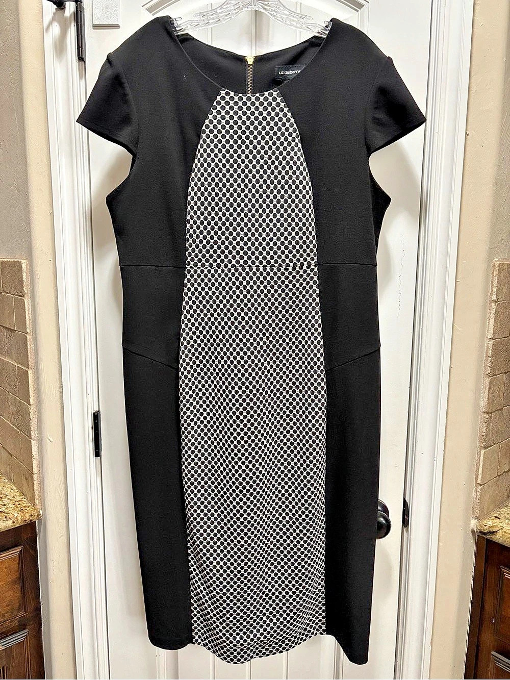 Liz Claiborne Geometric Panel Midi Dress in Black & White Size 18 Like New